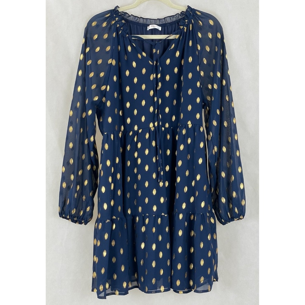 Kirundo Dress Womans L Long Sleeve V-Neck Ruffle Mini Dress Loose Spring Tunic